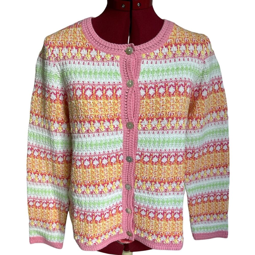 Appleseed Limited Edition Womens Small Petite Crotchet Knit Cardigan‎ Sweater